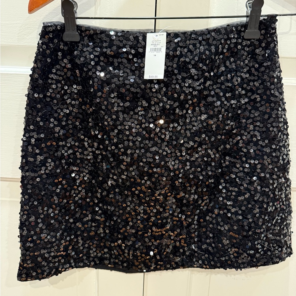 GAP Black Sequin Mini Skirt NWT sz 14